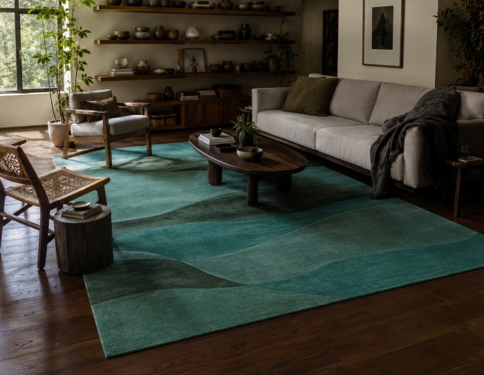 green rug for dark wood floor